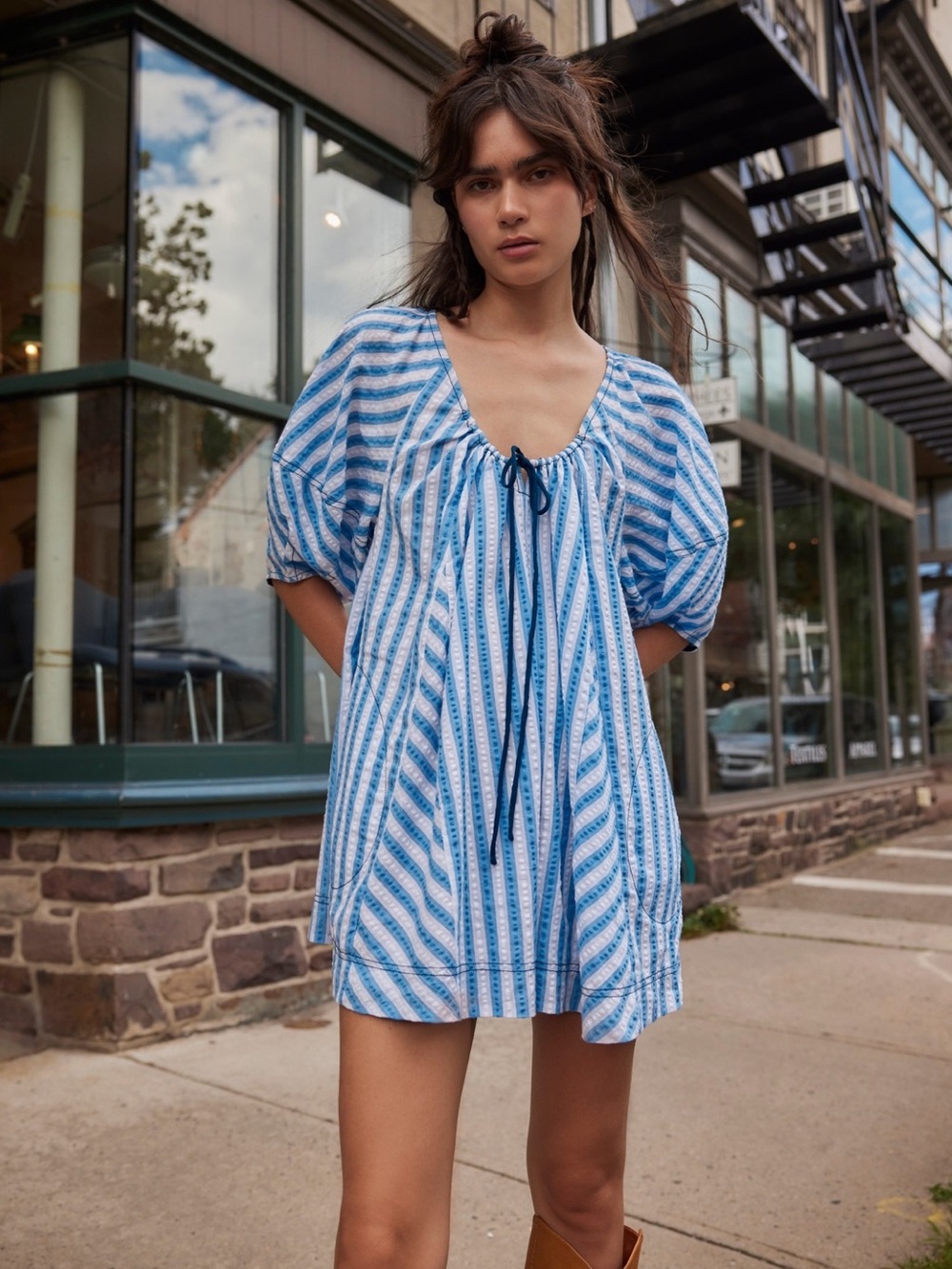 Free People | Bop Around Romper in Oxford Combo